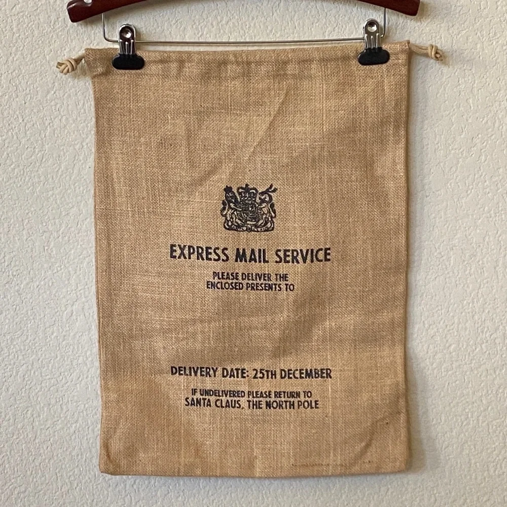 Harrow & Green Burlap Santa Bag for Holiday Gifts Drawstring Size 21”X15.5”